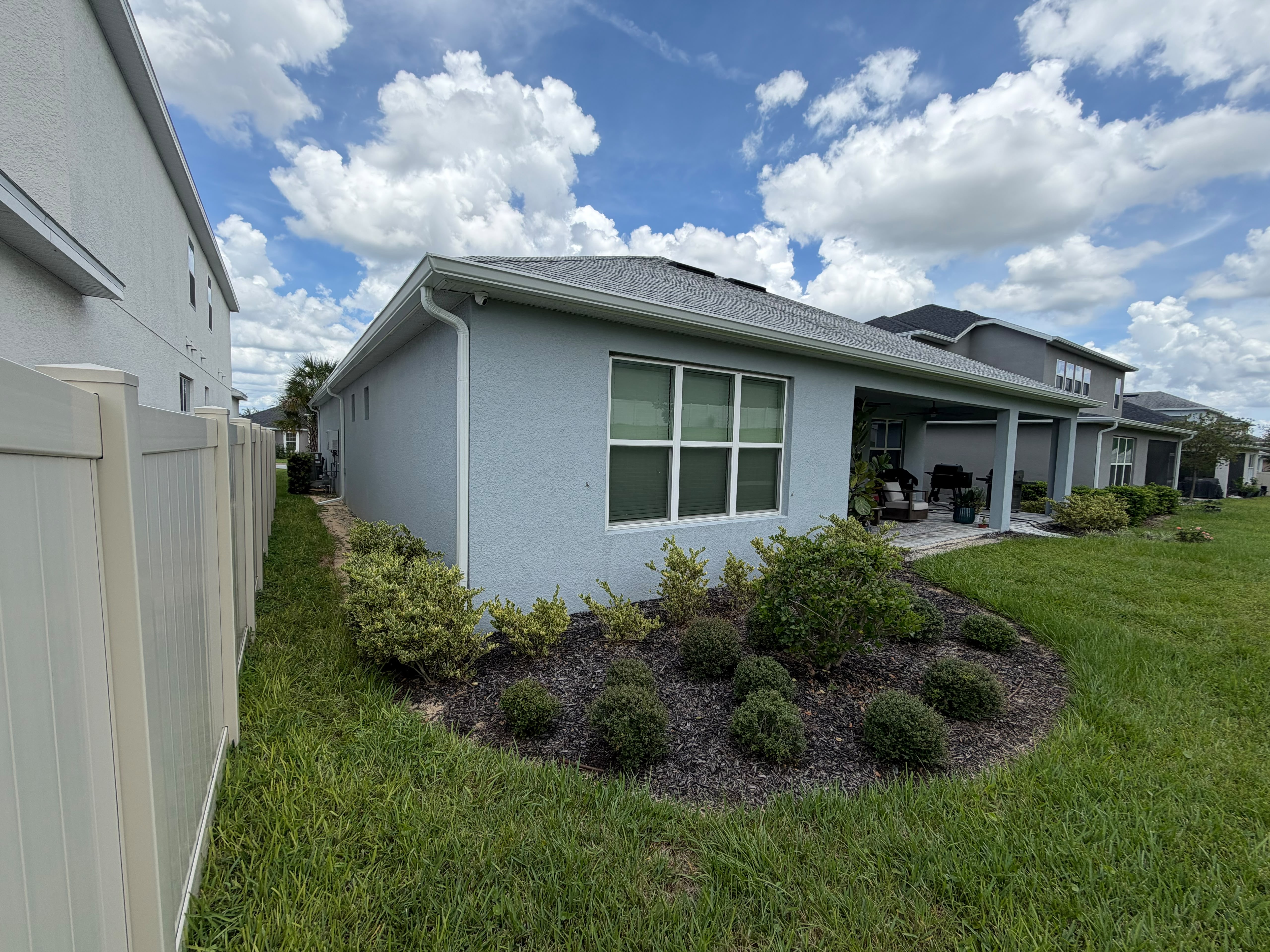 Finished roofline and landscaping on a Florida home